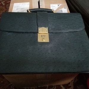 Vintage Madler attache bag black ostrich leather